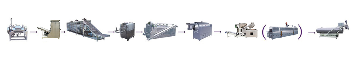 Steam Cooking System Production Line of Snack Pellets (deep oil frying) / Prawn Cracker Production Line